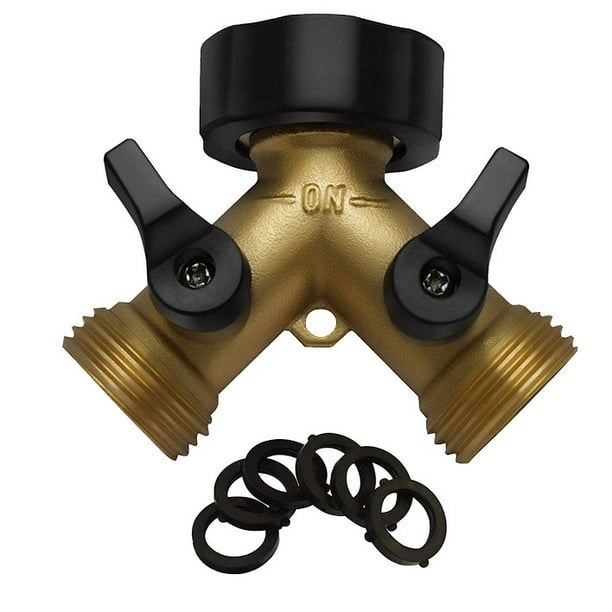 IPOW 2 Way Hose Connector Garden Hose Splitter Adapter with Dual Valves