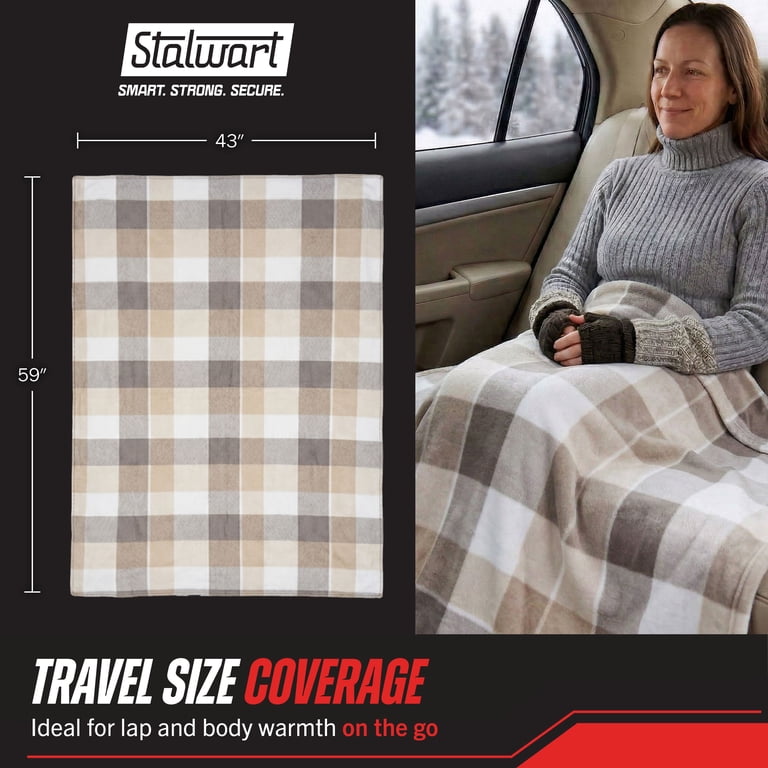 Stalwart 12V Heated Travel Blanket, Gray Plaid photo 7