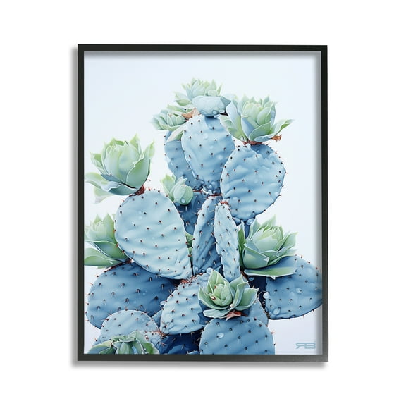 Stupell Industries Blooming Succulents & Cactus Botanical & Floral Painting Black Framed Art Print Wall Art, 11 x 14