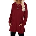 thumbnail image 1 of Sweaters for Women Long Sleeve Crew Neck Solid Color Trendy Tops, 1 of 5
