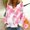 #041-Pink, variant on AUNVITO Women's Fluffy Fleece Cardigan Button Print Casual Comfortable Long Sleeve 3/4 Sleeve Round-Neck Loose Fit Home Daily Wear Tops