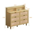thumbnail image 2 of 43.31" 6-Drawer Rattan Storage Cabinet with LED Lights and Power Outlet, Natural, 2 of 7
