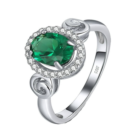 Engagement Ring for Women Green CZ Sterling Silver Statement Ring Ginger Lyne Collection