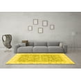 thumbnail image 3 of Ahgly Company Machine Washable Indoor Square Oriental Yellow Traditional Area Rugs, 5' Square, 3 of 4