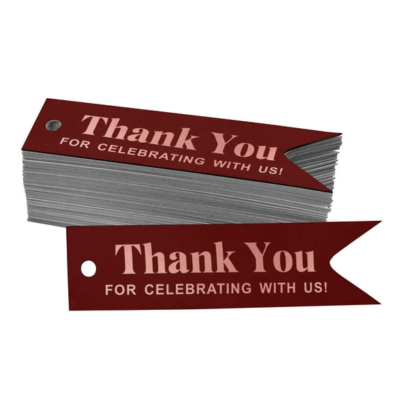 Inkdotpot Pack Of 50 Real Rose Gold Foil Paper Tags Thank You For Celebrating With Us Bridal Shower Favor Hang Tags