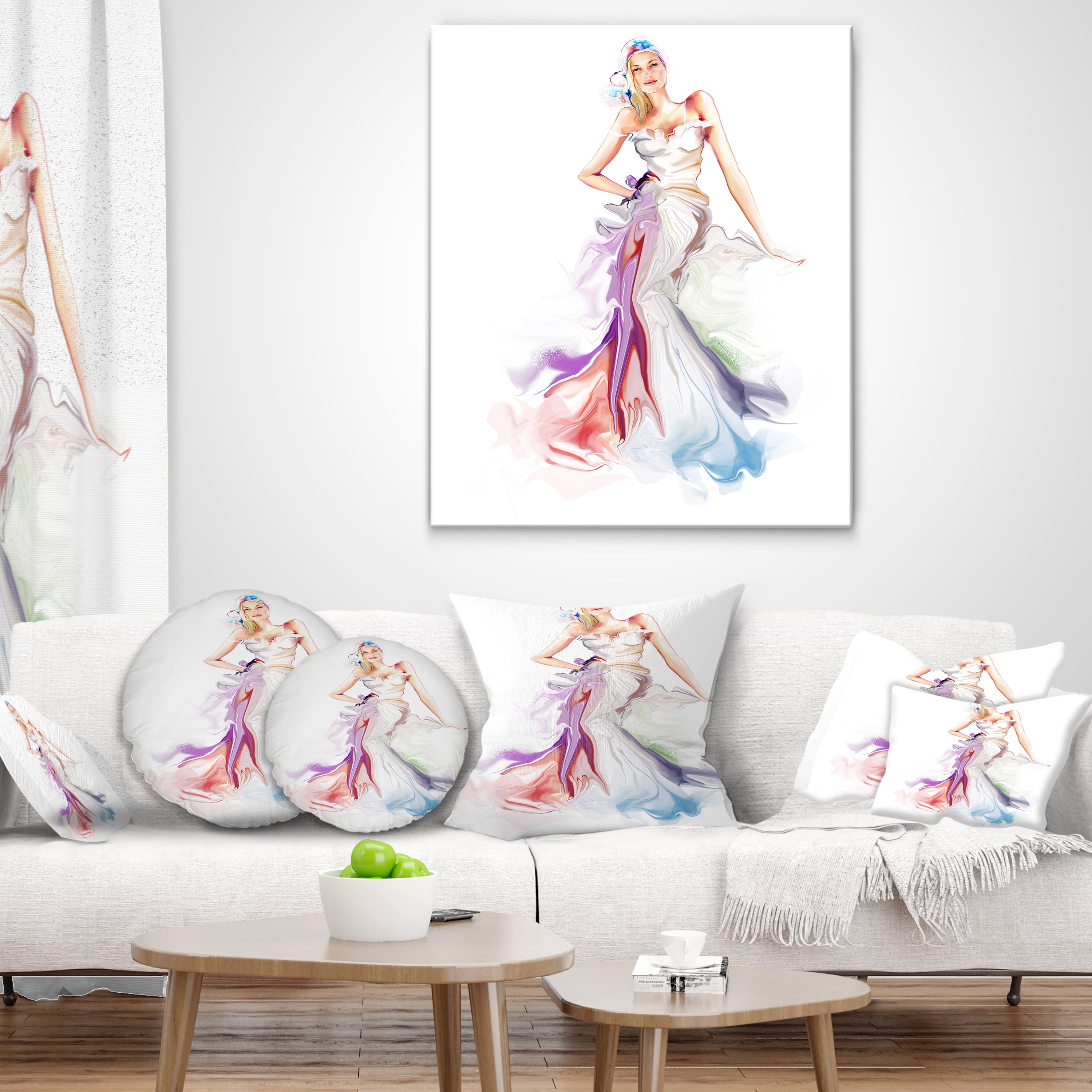 Designart Beautiful Fashion Girl - Contemporary Throw Pillow - 16x16