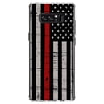thumbnail image 1 of DistinctInk Clear Shockproof Hybrid Case for Samsung Galaxy Note 8 - TPU Bumper, Acrylic Back, Tempered Glass Screen Protector - Weathered Thin Red Line US Flag - First Responders, 1 of 5