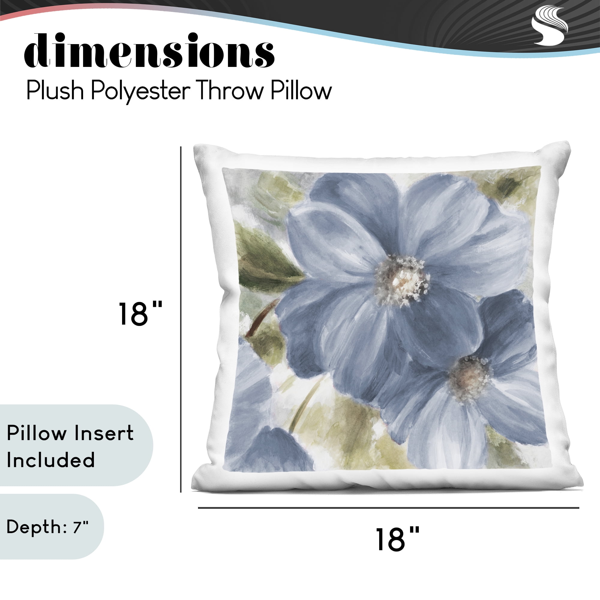 Stupell Industries Blue Beauty Blossoms Decorative Printed Throw Pillow, design by Lanie Loreth