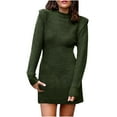 thumbnail image 2 of AGWOLF Women Bodycon Sweater Dress Elegant Mock Neck Ribbed Knit Dresses Solid Long Sleeve Sweaters Dress, 2 of 5