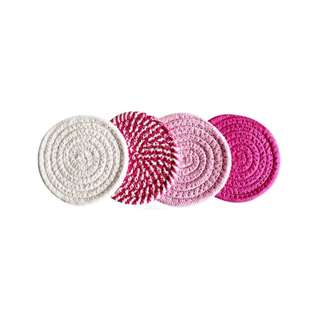ZZkhGO Woven Coasters Set, 8-Piece Absorbent Drink Coasters, Natural Rope Cup Coasters with Heat Protection up to 210°F for Home Office Kitchen Table