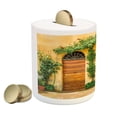 thumbnail image 2 of Italy Piggy Bank, Porch Different Flowers Pots Fresh Plants City Life in Tuscany Europe, Ceramic Coin Bank Money Box for Cash Saving, 3.6" X 3.2", Apricot Green Brown, by Ambesonne, 2 of 4