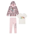 thumbnail image 5 of Disney Princess Minnie Mouse 3-Pc Set for Girls, Cinderella, Snow White, Jasmine, and More Zip-Up Hoodie, T-Shirt, Pants Set (Size 5-6), 5 of 12