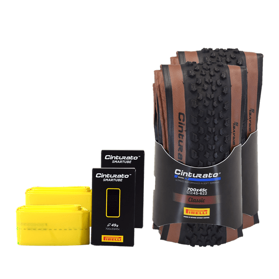 Pirelli Cinturato Gravel S Bike Tire, Clincher, Tubeless Ready, Folding, Single Tire, Classic Tan Sidewall / 700 x 45 (2 Tires)