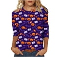 thumbnail image 2 of Brqkzdu Womens Halloween 3/4 Sleeve Shirts Fall Spooky Crew Neck Tops Breathable Soft Comfy Loose Fit Casual Shirts, 2 of 5