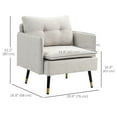 thumbnail image 3 of HOMCOM Accent Chair with Tufted Back Cushion and Steel Legs for Living Room, 3 of 10
