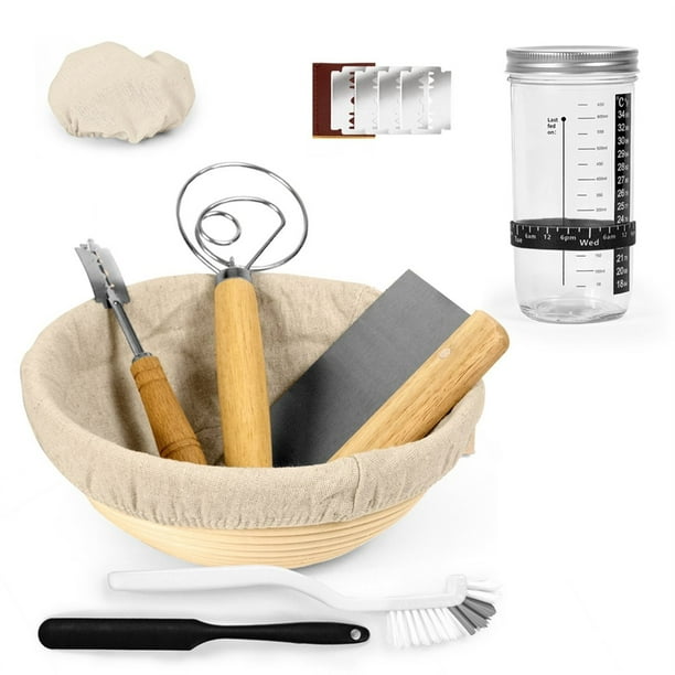 Kit de Fermentación de Pan de Masa Madre con Bandas de Alimentación para Marcar la Fecha y Cestas de Fermentación