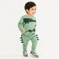 thumbnail image 5 of KYAIGUO Toddler Baby Winter dinosaurs Sweatshirt Outfits for Boy Girl 2PCS kids Long Sleeve Thicken Outfits Set 2-8Y green Fleece Sweatshirt Pants Outfits, 5 of 9