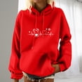 thumbnail image 2 of IROINNID Women's Long Sleeve Hoodie Mid-Length Leisure Christmas Print Pocket Sweatshirts Shirt Pullover, Red, 2 of 5