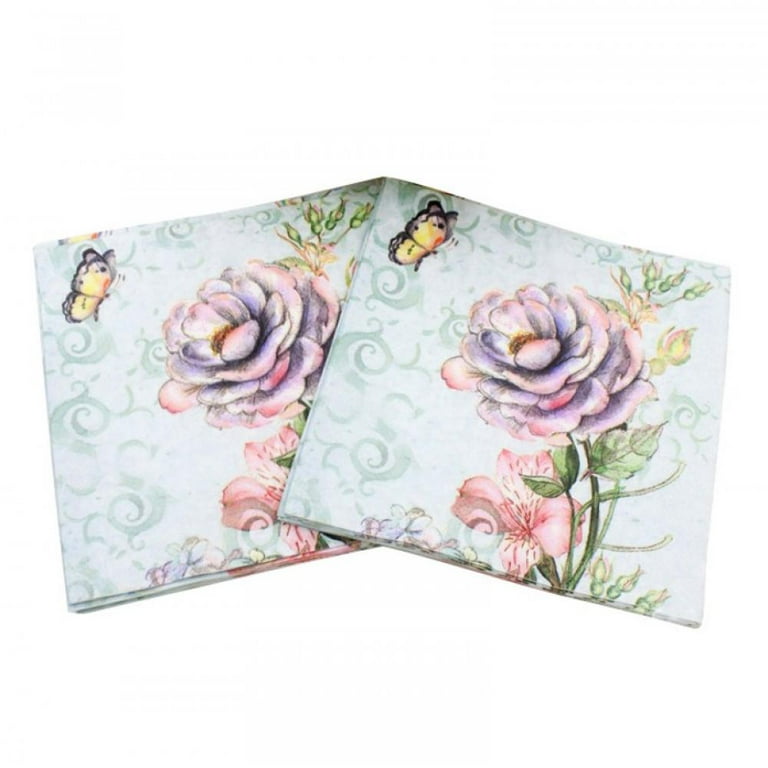 Vintage Floral Tissue for Tea Party, French Rose Paper Napkins, Luncheon, Bridal Shower, Tea Party, Wedding or Decoupage, 23 Pack, Size: 14 x 14