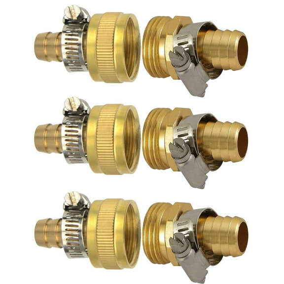YOUHO Garden Hose Adapter 1/2" Drip Irrigation Tubing to Faucet - Reusable Connector Fittings  for Most Rain Bird, Dig, Orbit, Toro Systems 1/2 Tubing x 3/4" GHT Garden Hose Repair Kit (3 Sets)