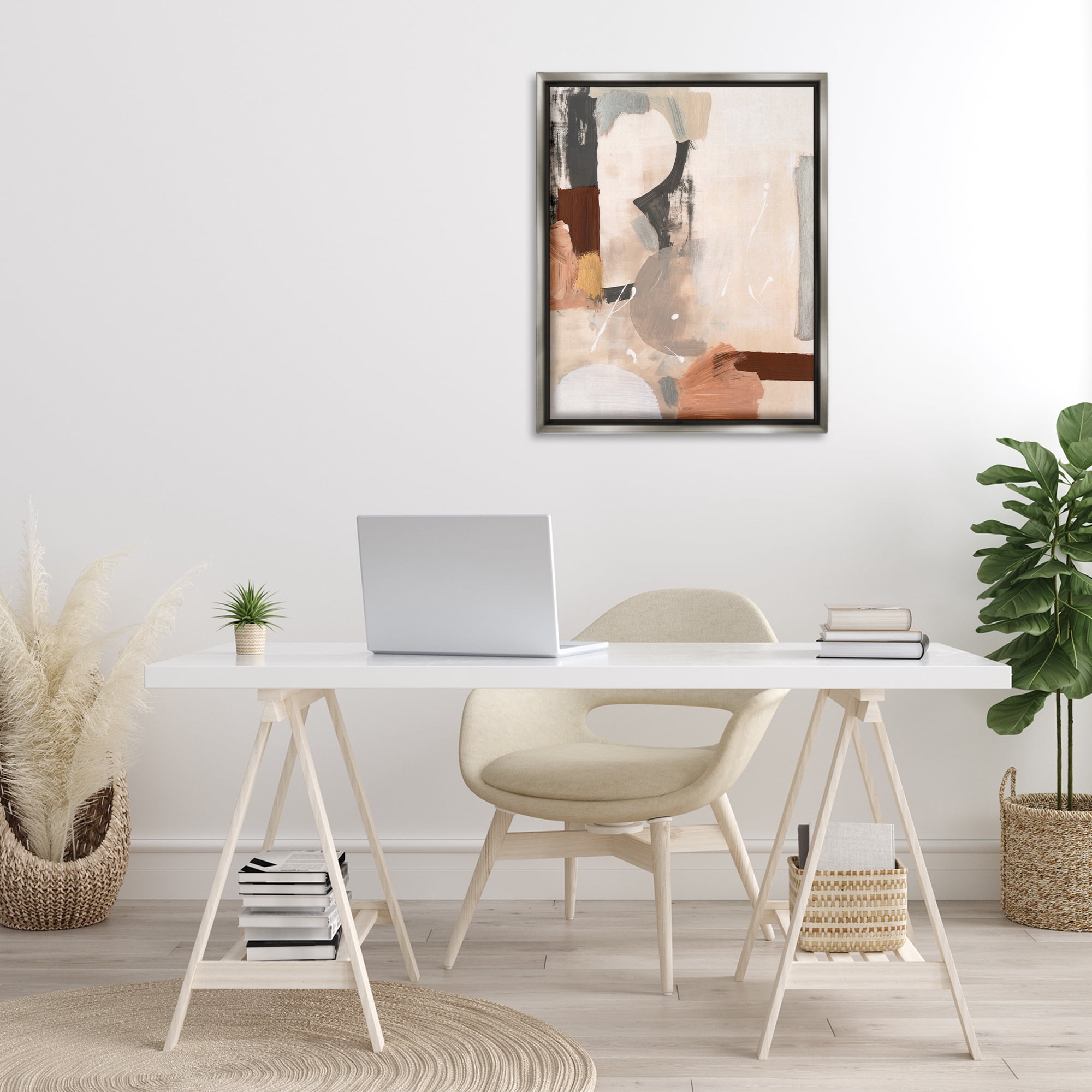 Stupell Industries Expressive Rustic Abstract Abstract Painting Gray Floater Framed Canvas Art Print Wall Art, 25 x 31