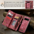 thumbnail image 6 of For Samsung Galaxy S10 Wallet Case,Multi-Functional Retro Leather Purse Flip Cover Zipper Wallet Case with Removable Card Slots Pocket & Detachable Wrist Strap Magnetic Phone Case, Red, 6 of 9