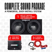 MTX Dual 12-Inch Loaded Subwoofer Enclosure Package with Amplifier and 4-Gauge Wiring kit
