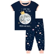 Harry Bear Girls Moon & Back Short Sleeve Pajamas Sizes 4-12