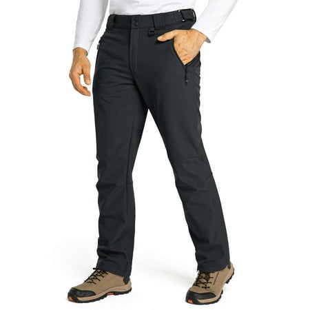 GEO-NANO Men's Fleece Lined Softshell Pants Warm Waterproof Insulated Winter Snow Ski for Snowboard Outdoor Work Hiking