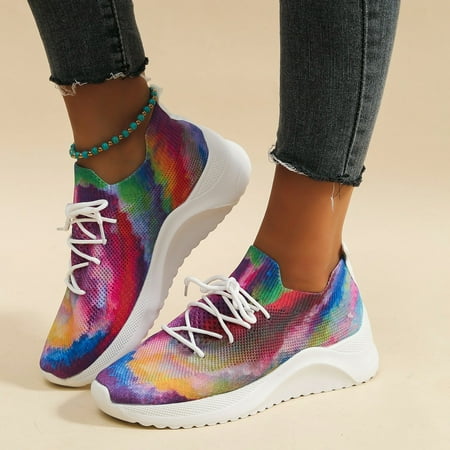 

Leisure Women s Lace Up Tie Dye Travel Soft Sole Comfortable Shoes Outdoor Mesh Shoes Runing Fashion Sports Breathable Sneakers
