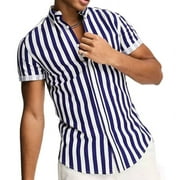 ASOS Design Stretch Slim Oxford Stripe Shirt, Size XL