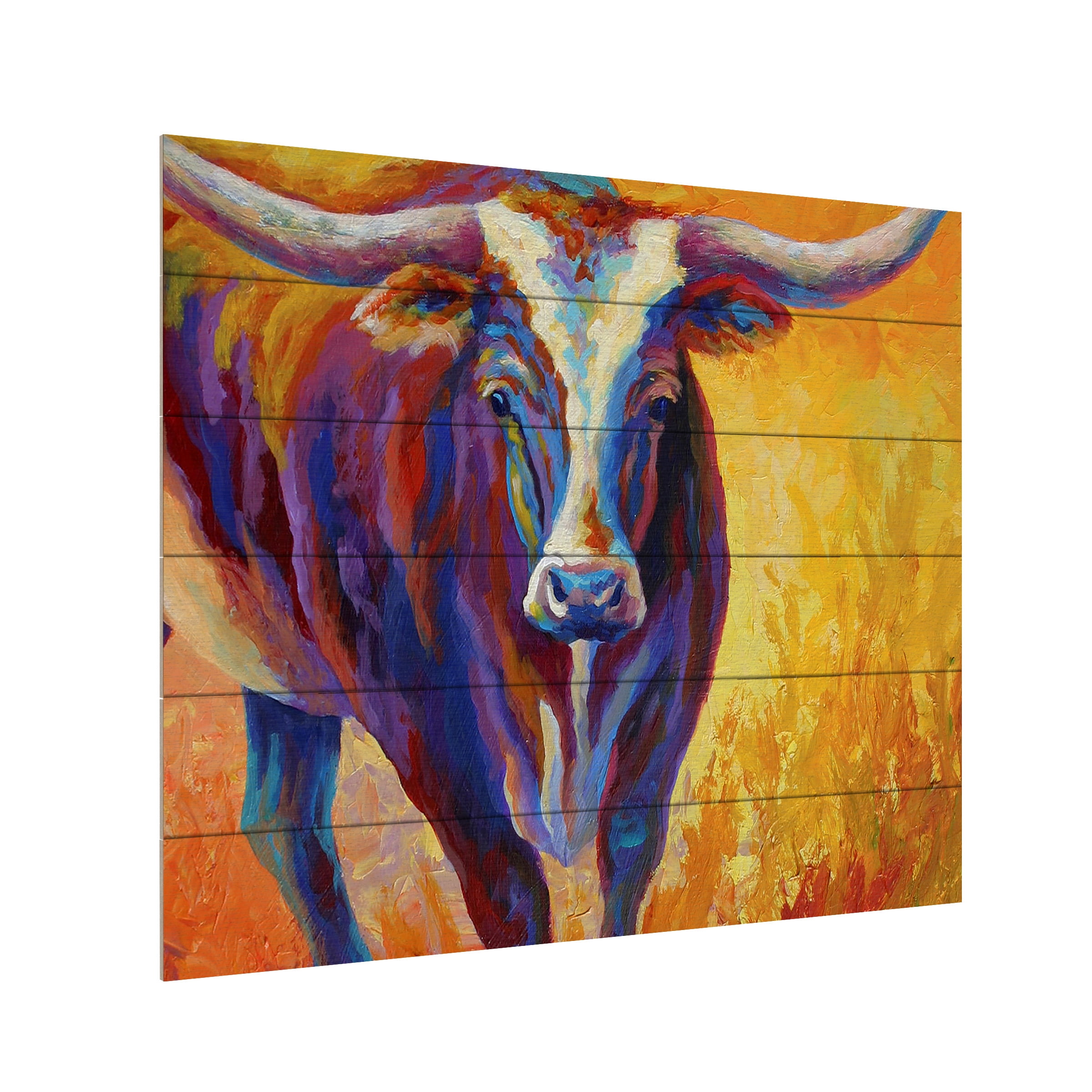 Trademark Fine Art 'Stepping Out Longhorn' Wooden Wall Art Art by Marion Rose