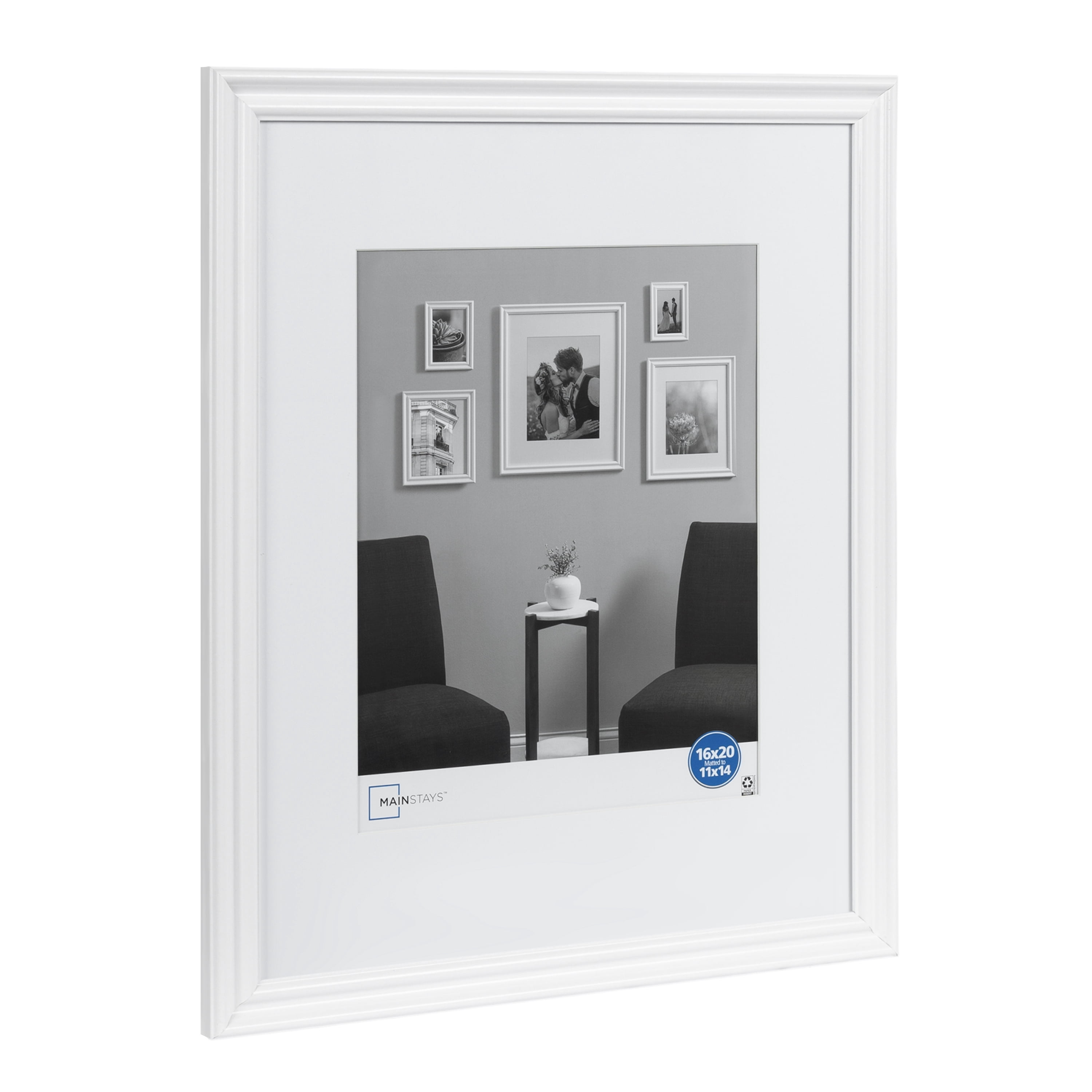 Mainstays – 11x14 Picture Frame – White Matted Gallery Traditional Program Wall Photo Frame