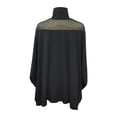 thumbnail image 5 of ClodeEU Women's Sheer Mesh Mock Neck Dolman Sleeve Top, Casual Solid Color Blouse Black,Women's Plus L, 5 of 8