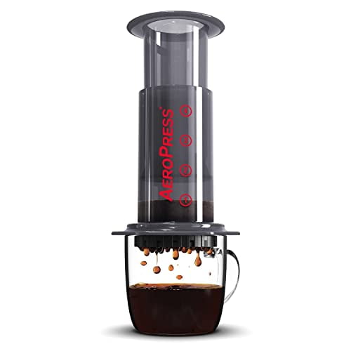 AeroPress Original Coffee Press – Full body, smooth, rich, coffee without grit or bitterness. American, cold brew, latte, espresso style coffee Pot. Small portable coffee maker. Camping,