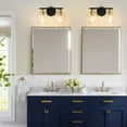 thumbnail image 3 of Deyidn 2 Light Black and Gold Bathroom Vanity Light with Globe Glass Shade Modern Bathroom Wall E26 Bulb, 3 of 6