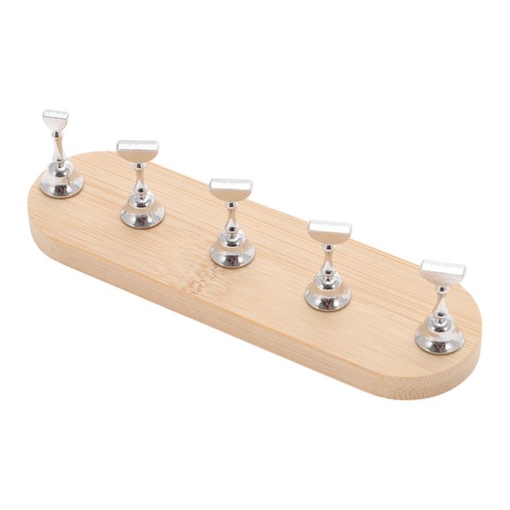 Unique Bargains 1 Set Oval Nail Display Stand for Nail DIY Silver Tone