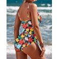 thumbnail image 3 of Ekouaer Women's One Piece Swimsuit Ruched Tummy Control Bathing Suits Vintage Retro Push Up Swimwear, 3 of 6