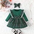 thumbnail image 4 of GYRATEDREAM Christmas Dress for Toddler Baby Girls Long Sleeve Knit Top Stitching Plaid Skirt Xmas Clothes 3M-3T, 4 of 9