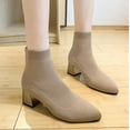 thumbnail image 2 of jsaierl Women's Knit Chunky Heel Sock Boots Pointed Toe Ankle Booties Stretch Socking Boots, 2 of 8