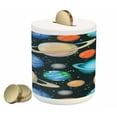thumbnail image 1 of Galaxy Piggy Bank, Galaxy Space Art Solar System Planets Mars Mercury Uranus Jupiter Venus Print, Ceramic Coin Bank Money Box for Cash Saving, 3.6" X 3.2", Multicolor, by Ambesonne, 1 of 4