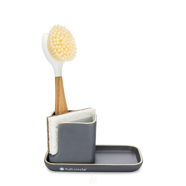 Full Circle Stash, Ceramic Sink Caddy, Gray And White, Pack of 2