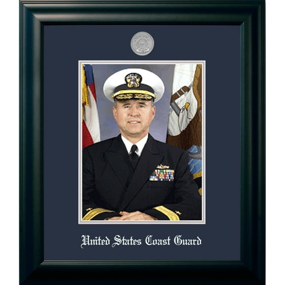 Patriot Frame's Coast Guard 8x10 Portrait Black Frame Silver Medallion