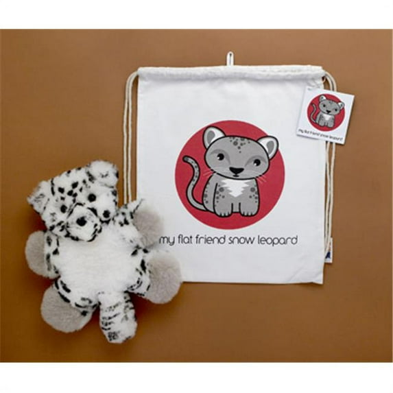 Flat Friends SLEOLD Snow Leopard Lambskin Soft Toy & Drawstring Bag