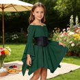 thumbnail image 5 of Girls Pirate Bell Sleeves Renaissance Fairy Dress with Corset Belt Flowy Girls Party Dress, 5 of 7