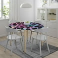 thumbnail image 5 of Neon Leopard Grain Print Tablecloth with Elastic Edge, Round Table Cover Washable Reusable Table Cloths for Kitchen Dining Party, 5 of 6