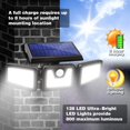 thumbnail image 2 of Solar Lights Outdoor, 128 LED Wireless LED Solar Motion Sensor Lights Outdoor; 3 Adjustable Heads, 270° Wide Angle Illumination- 2, 2 of 7