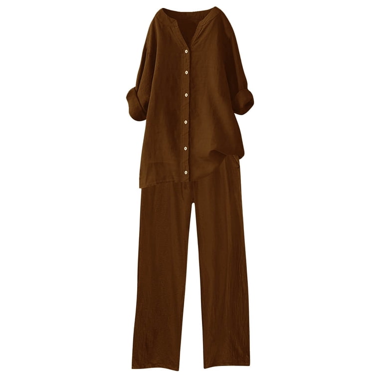 formal dress slacks and blouse VBARHMQRT Pants Sets Women 2 Piece Outfits Plus Size 2 Piece Outfits Wide Leg Pockets Elastic Pants Sets Casual V Neck Shirt Trousers Fashion Streetwear Pants Set Outfit for data--Size:17 Inches