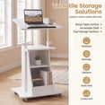 thumbnail image 5 of ELLEGNT Height Adjustable Rolling Lectern - Mobile Laptop Cart with Storage Compartments, Lockable Casters, White, 5 of 9