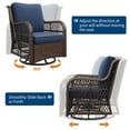thumbnail image 4 of 3 Piece Swivel Rocking Patio Chair Set with 4 Inch Thick Cushions, All Weather Wicker Glider Chairs and Coffee Table, 360 Degree Rotation Outdoor Furniture for Porch Balcony Deck, Blue Apricot Red, 4 of 7
